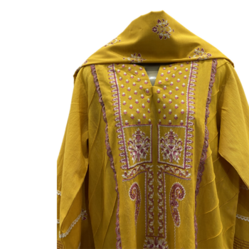 Yellow Emboridery 2Pcs Dupata and shirt - Image 2